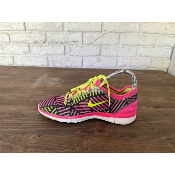 Nike Free 5.0 Tr Fit 5 Training Shoes Pink Neon Yellow Black Athletic Sneakers - Picture 3 of 9